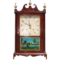 Vintage American Mahogany Pillar and Scroll Mantel Clock by Eli Terry, Circa 1820