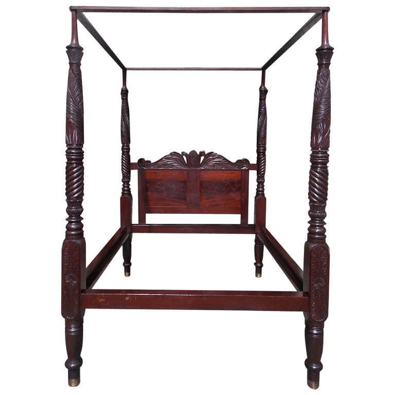 Caribbean Cuban Mahogany Four Poster Bed. Circa 1825 at ...