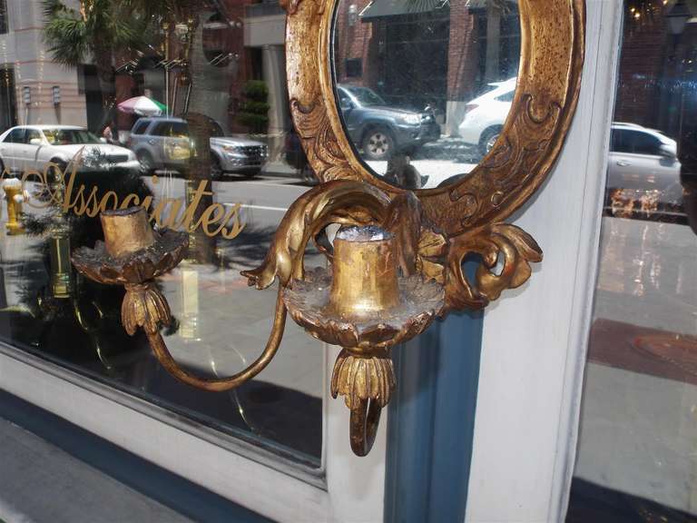 Pair of Italian Gilt Girandole Mirror Sconces.  Circa 1810 For Sale 2