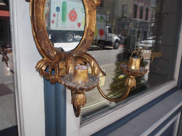 Pair of Italian Gilt Girandole Mirror Sconces.  Circa 1810 For Sale 3