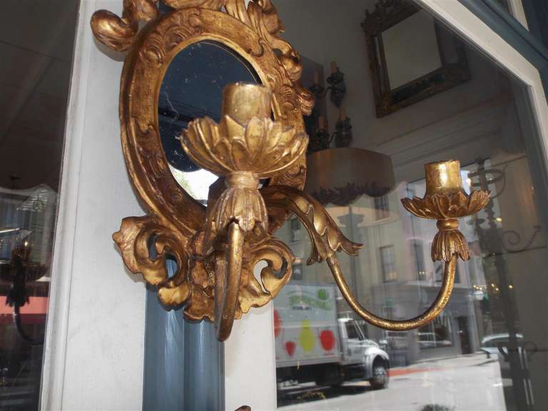 Pair of Italian Gilt Girandole Mirror Sconces.  Circa 1810 For Sale 4