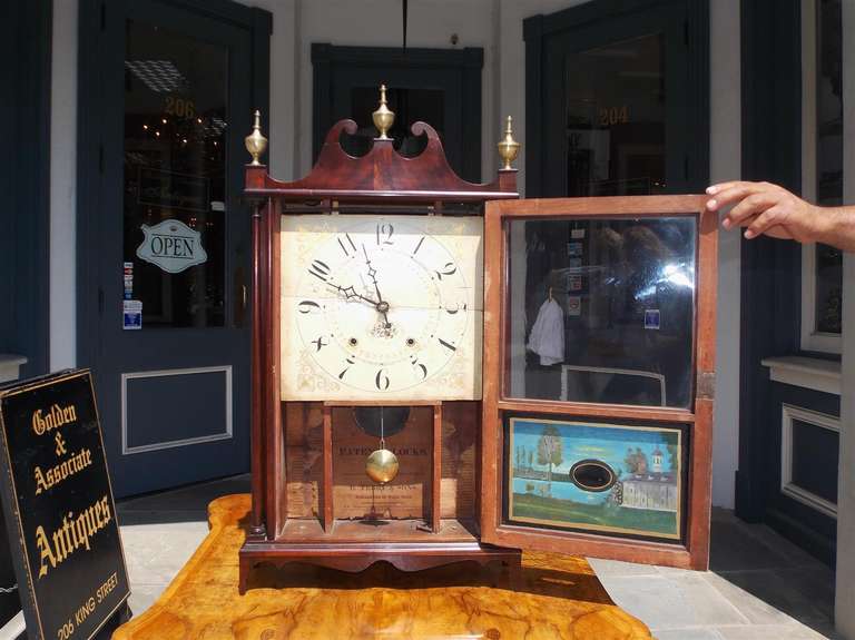 American Mahogany Pillar and Scroll Mantel Clock by Eli Terry, Circa 1820 In Excellent Condition For Sale In Hollywood, SC