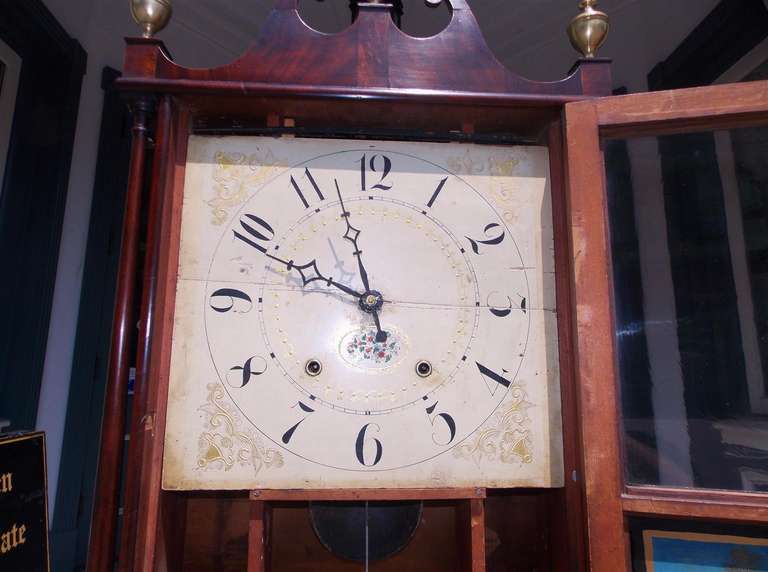 American Mahogany Pillar and Scroll Mantel Clock by Eli Terry, Circa 1820 For Sale 2