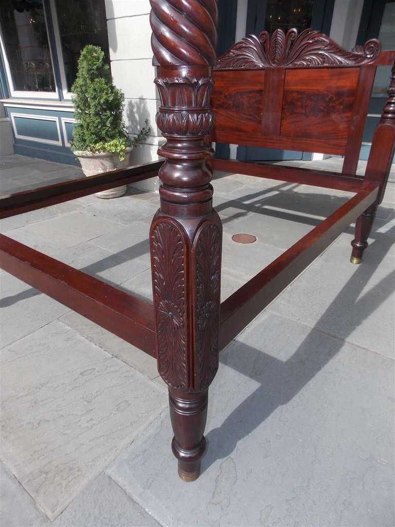 19th Century Caribbean Cuban Mahogany Four Poster Bed. Circa 1825