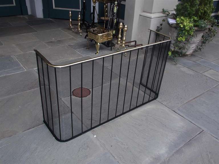 American Wire and Brass Rail top Nursery Screen.  Circa 1800 In Excellent Condition In Hollywood, SC