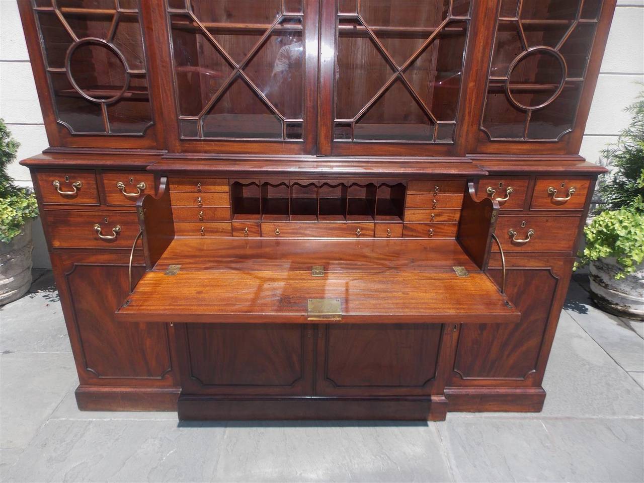 Late 18th Century English Chippendale Mahogany Breakfront with Secretary, Circa 1770 For Sale
