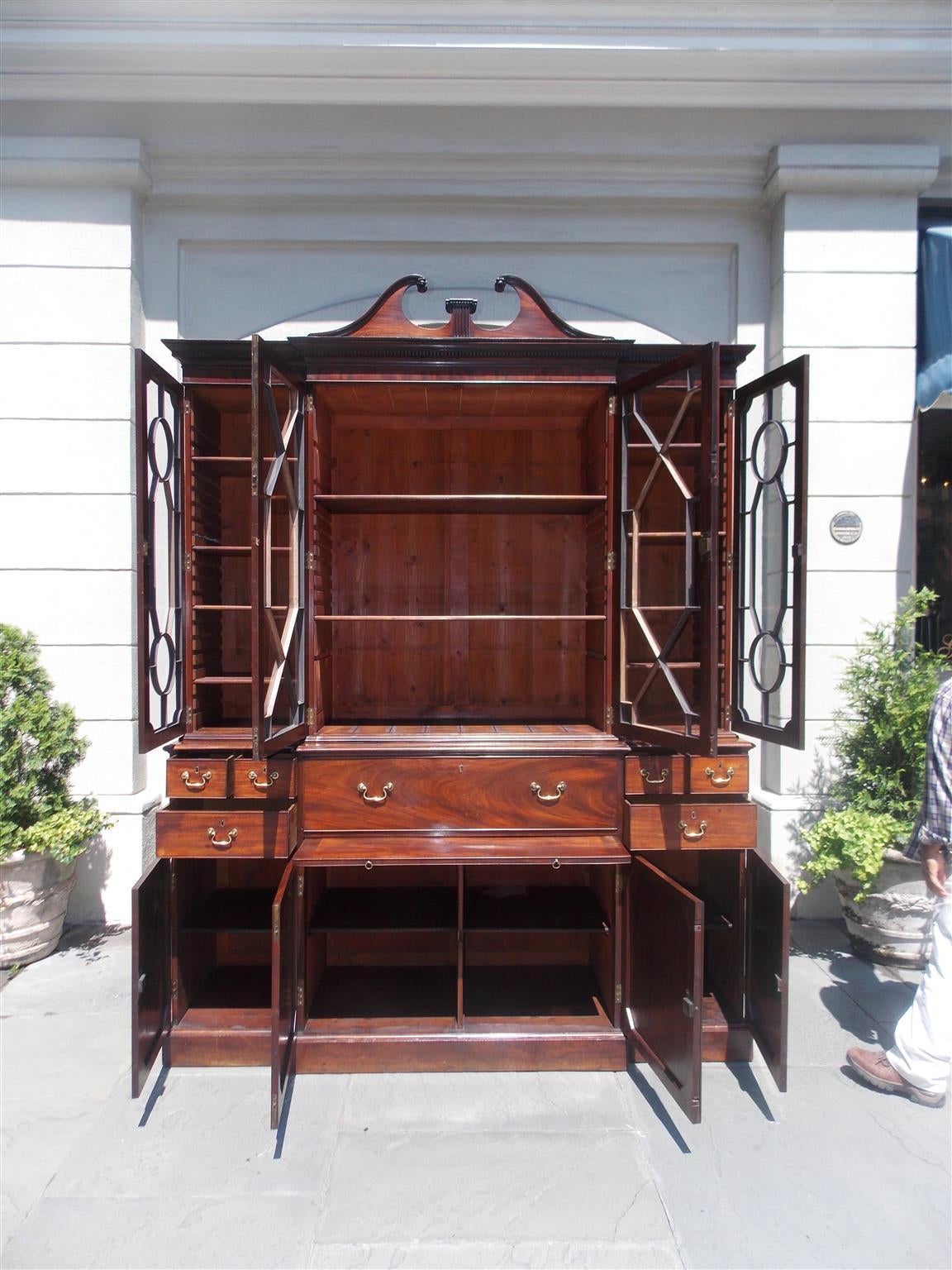 English Chippendale Mahogany Breakfront with Secretary, Circa 1770 For Sale 1