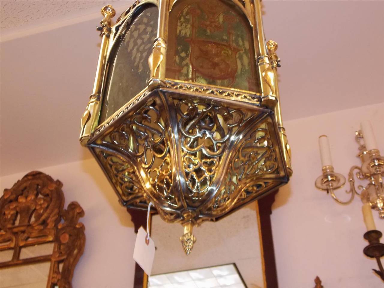 English Brass Royalty Hanging Hall Lantern, Circa 1820 For Sale 1