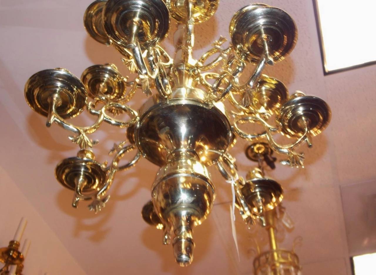 Mid-18th Century Dutch Colonial Two-Tier Brass Floral Chandelier, Circa 1760 For Sale