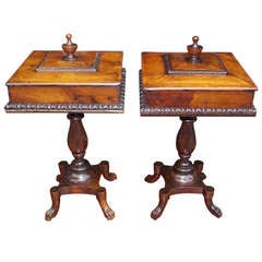 Pair of English Mahogany Lambs Tongue Humidors , Circa 1790 8