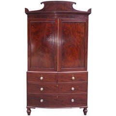 English Regency Mahogany Bow Front Linen Press