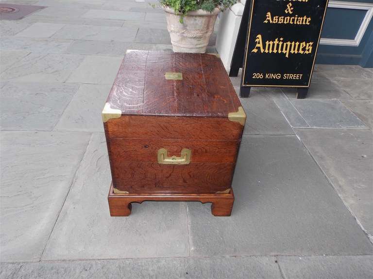 English Oak Campaign Chest on Stand. Circa 1820 In Excellent Condition For Sale In Hollywood, SC