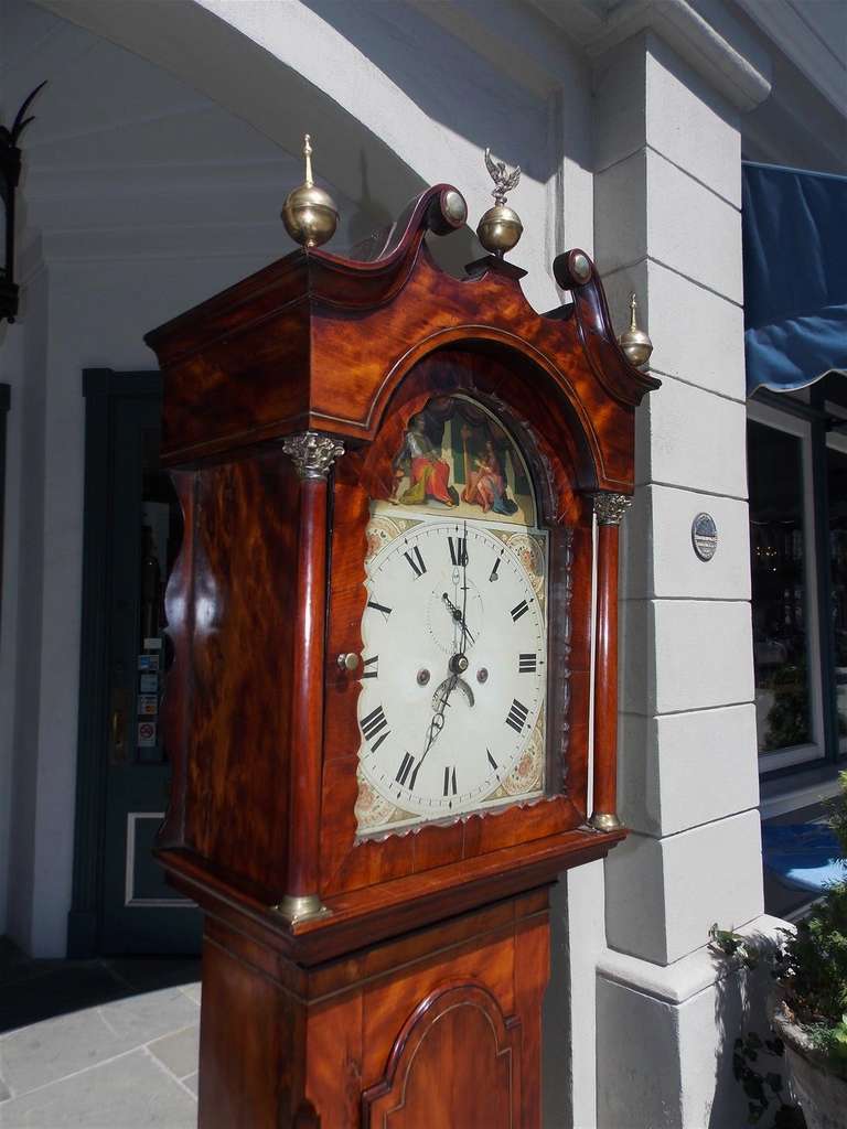 Horloge Chippendale anglaise à grand boîtier en acajou, vers 1780 Excellent état - En vente à Hollywood, SC