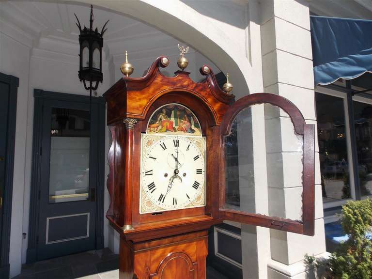 XVIIIe siècle et antérieur Horloge Chippendale anglaise à grand boîtier en acajou, vers 1780 en vente