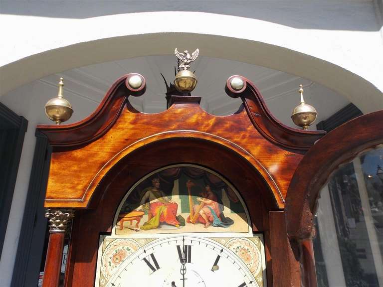 Orologio a cassa alta in mogano Chippendale inglese, 1780 circa In condizioni ottime in vendita a Charleston, SC