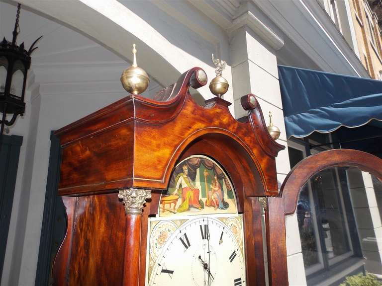 18th Century and Earlier English Chippendale Mahogany Tall Case Clock, Circa 1780 For Sale