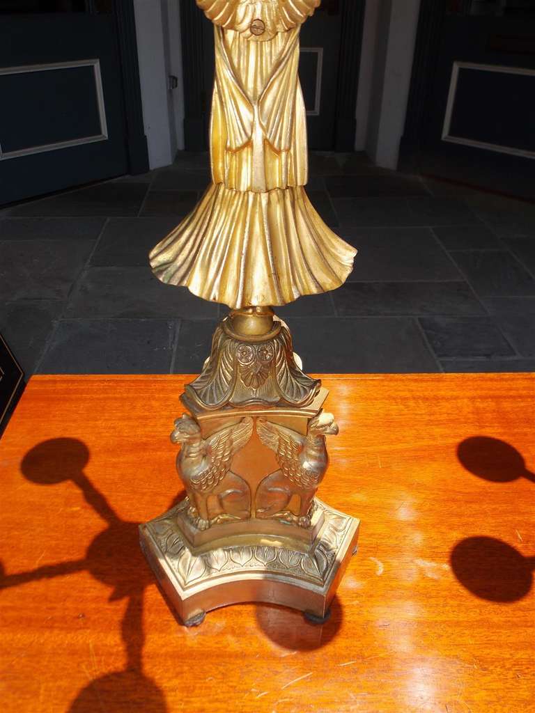 Paire de candélabres anciens américains en bronze doré figuratif d'Angelic, vers 1820 en vente 5