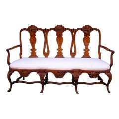 Italian Carved Wood Triple Splat Back Cherry Settee, Circa 1770