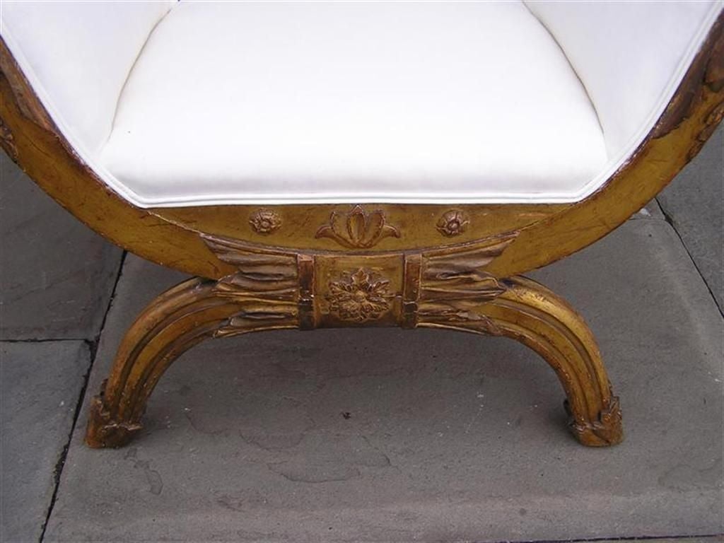 Gold Leaf Italian Gilt Carved Wood Floral Window Bench. Circa 1780 For Sale