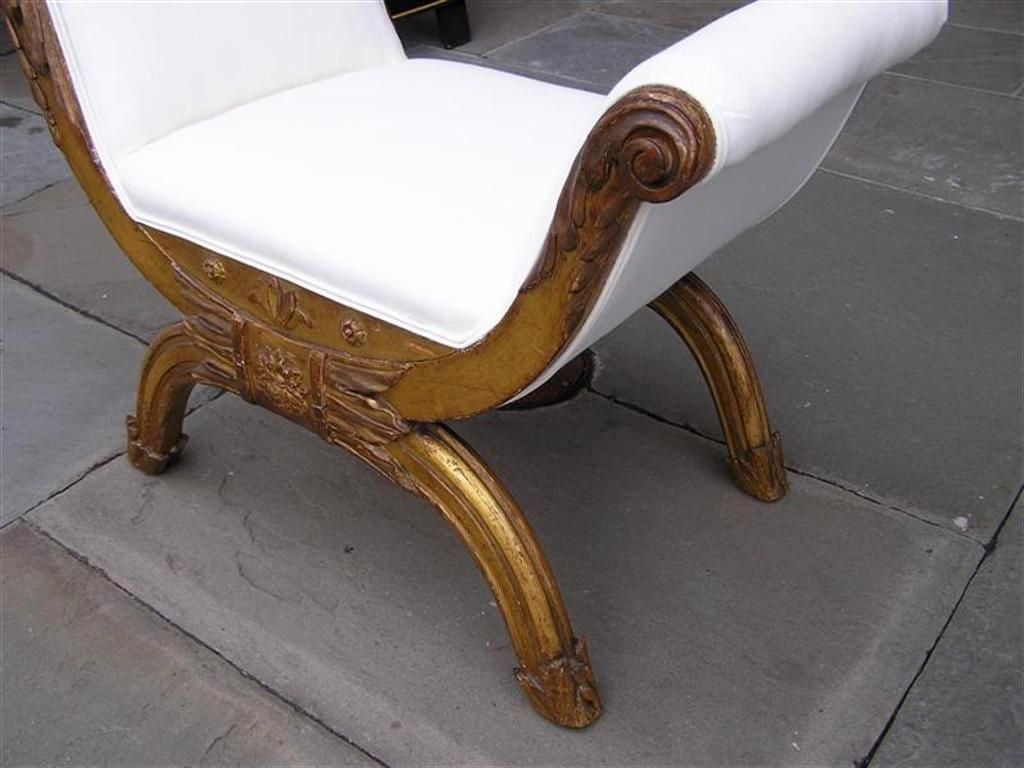 Italian Gilt Carved Wood Floral Window Bench. Circa 1780 For Sale 1