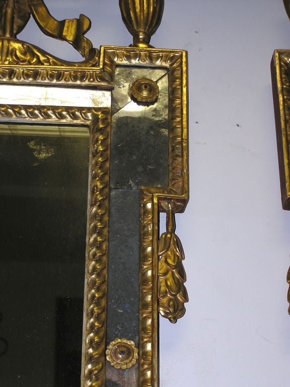 Gesso Pair of Italian Gilt Carved Floral Wall Mirrors. Circa 1780 For Sale