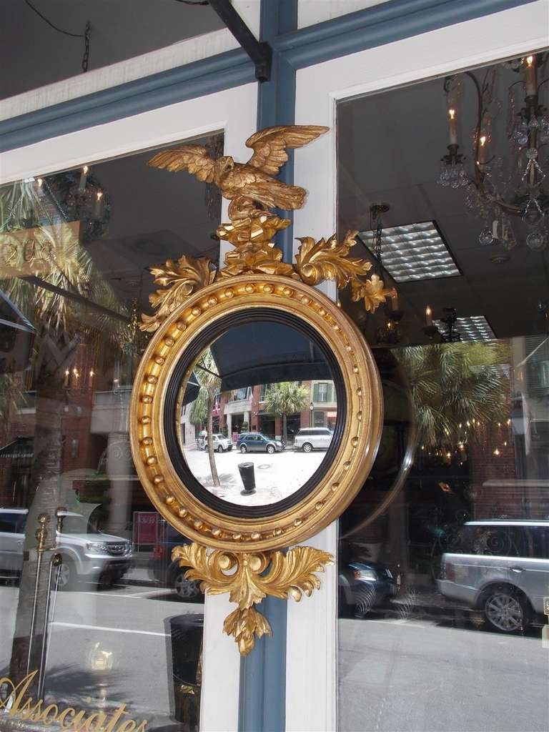 19th Century American Federal Gilt Convex Mirror