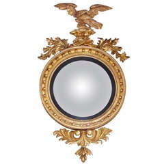 Antique American Federal Gilt Convex Mirror