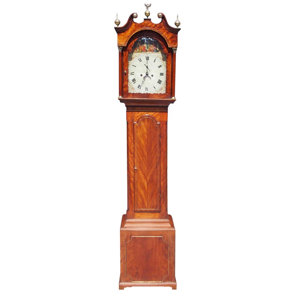 English Chippendale Mahogany Tall Case Clock, Circa 1780