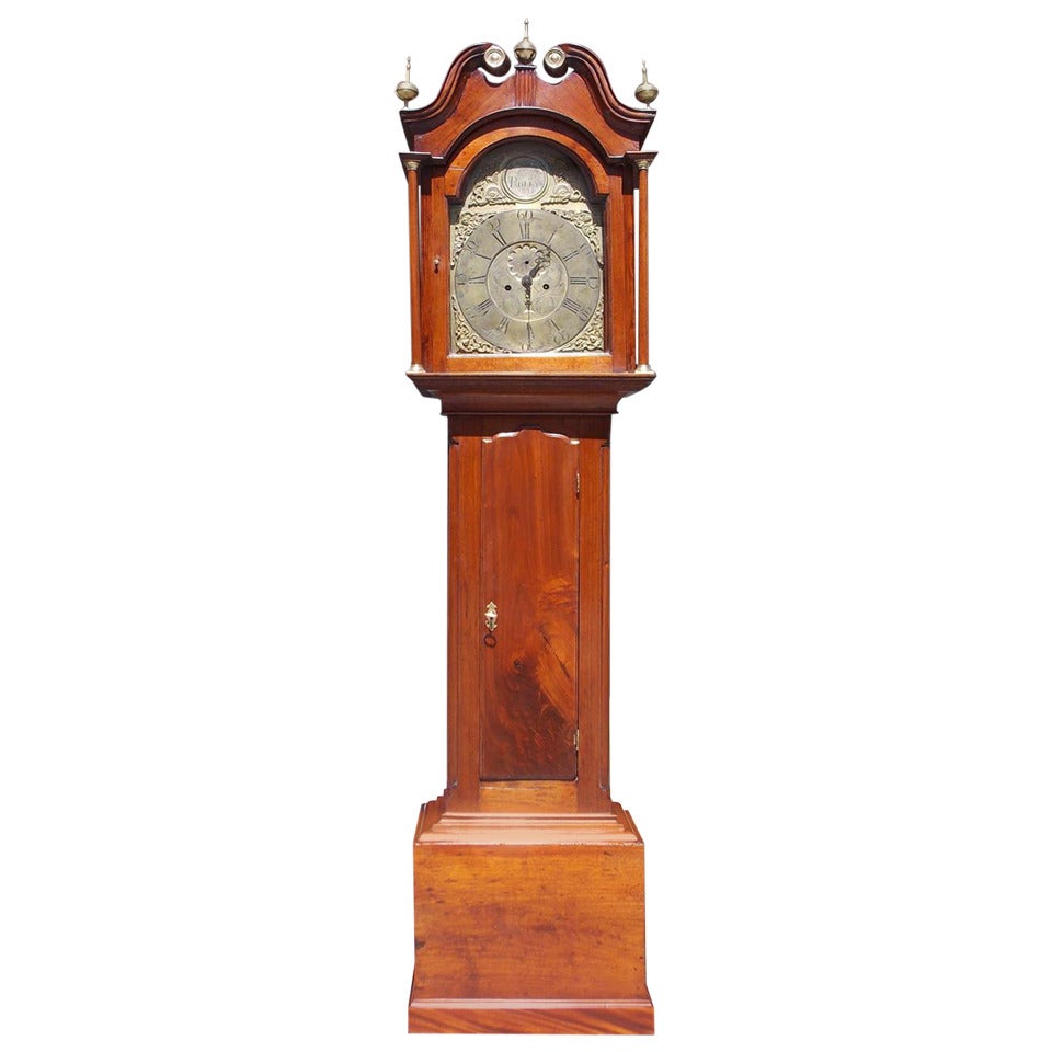 American Walnut Chippendale Tall Case Clock, Circa 1770