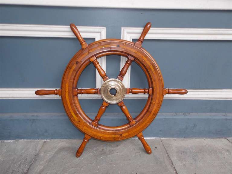 American Walnut Classic Yacht Wheel.  19th Century 1