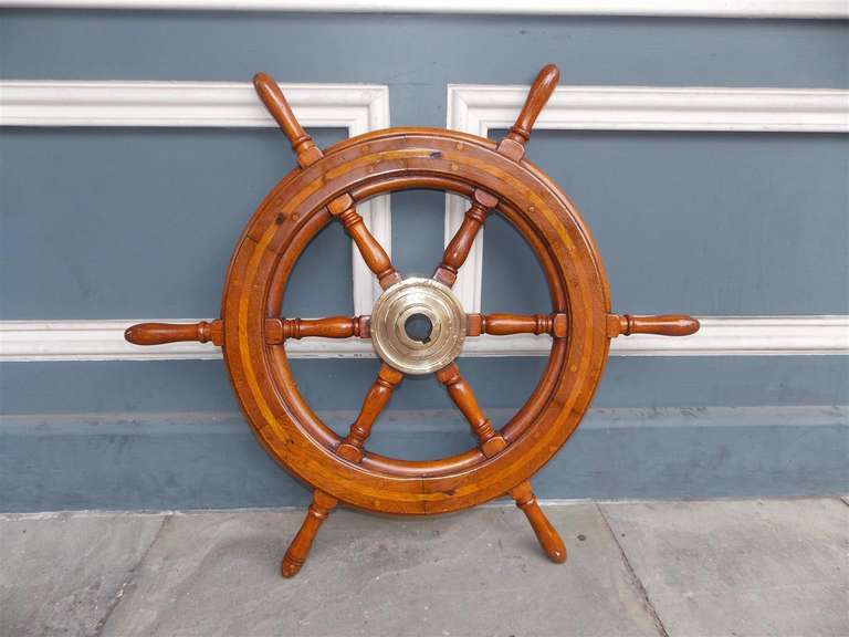 American Walnut Classic Yacht Wheel.  19th Century 2