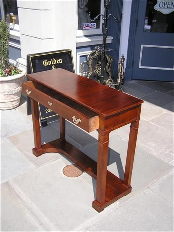 Brass English Mahogany One Drawer Diminutive Console , Circa 1810 For Sale