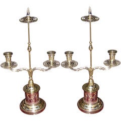 Pair of Bronze Candleabras