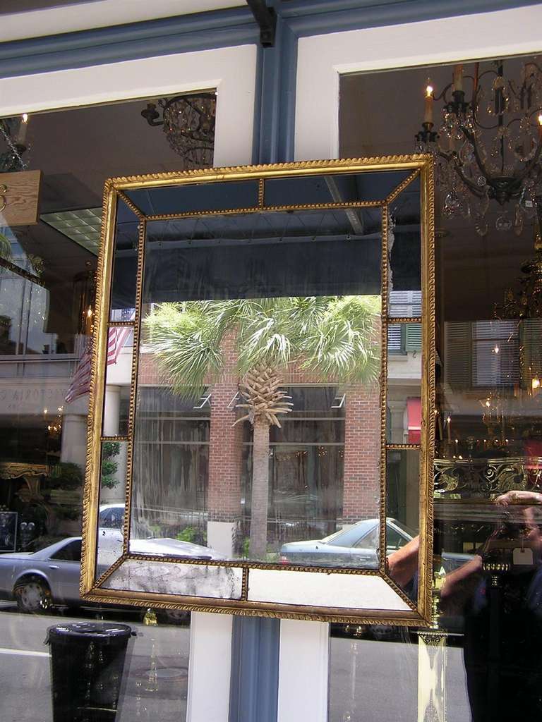 Neoclassical Venetian Gilt Carved Wood Gadrooned Mirror, Second Half 19th Century 