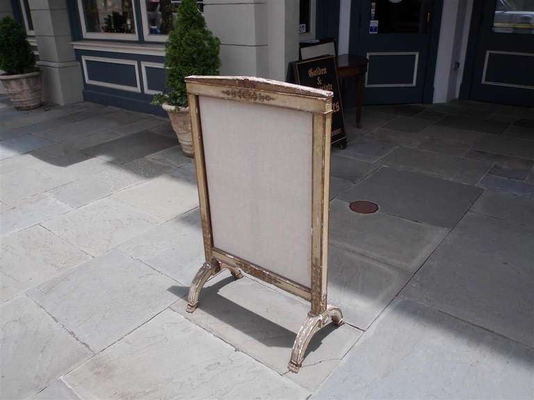 18th Century and Earlier French Painted and Gilt Fire Screen For Sale