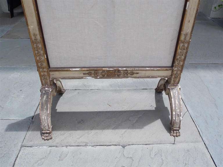 French Painted and Gilt Fire Screen For Sale 2