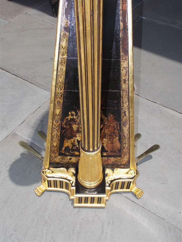 English Gilt Wood & Black Lacquered Harp, Signed Sebastian Erards, Circa 1805 In Excellent Condition In Hollywood, SC