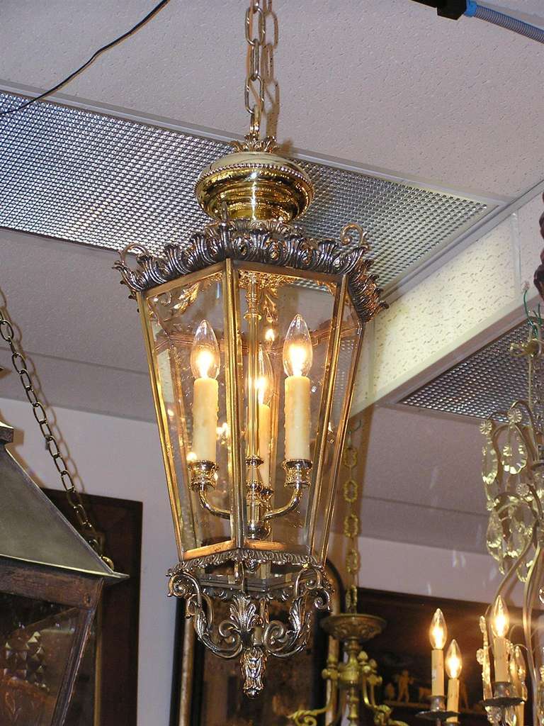 French Bronze Floral Hanging Lantern