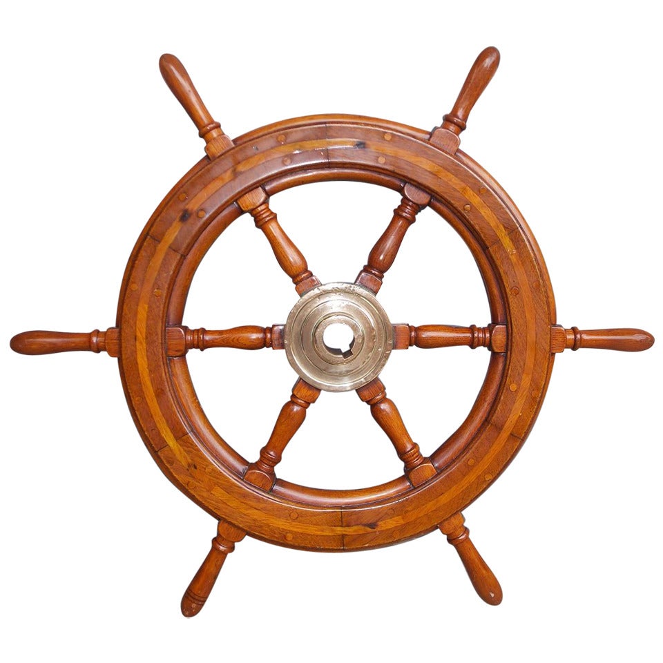 American Walnut Classic Yacht Wheel.  19th Century