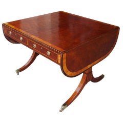 Antique English Plum Pudding Mahogany Library Table.  Circa 1780