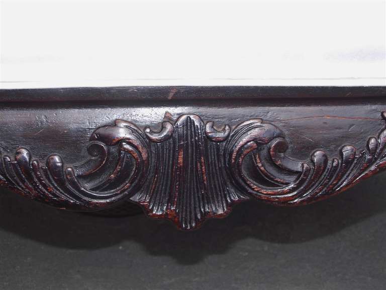 18th Century and Earlier English Chippendale Mahogany Carved Acanthus Ottoman, Circa 1780 For Sale