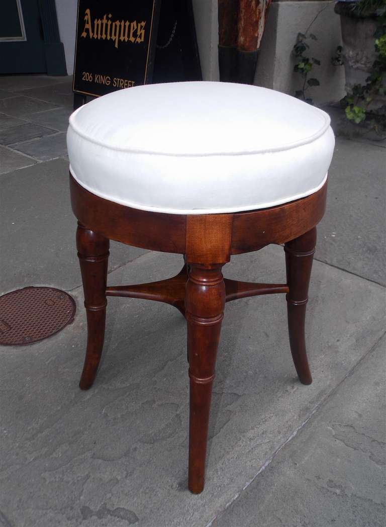 English Mahogany Upholstered Piano Stool, Circa 1820 In Excellent Condition In Hollywood, SC