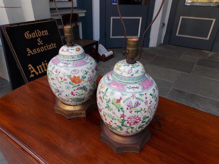 19th Century Pair of Japanese Porcelain Ginger Jar Table Lamps, Circa 1840