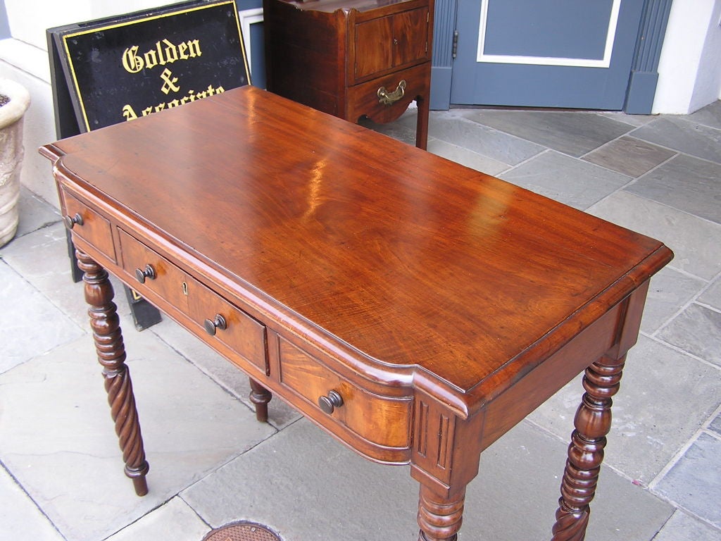 Hand-Carved Jamaican Mahogany Barley Twist One Drawer Server, Circa 1820