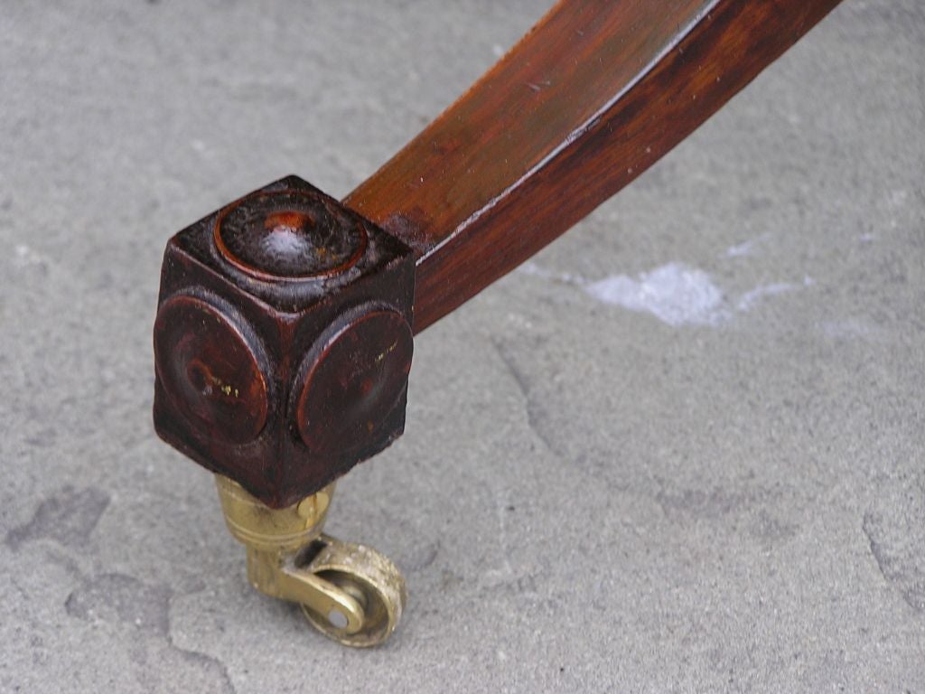 Brass English Mahogany Tambour Inlaid Tripod Sewing Table, Circa 1780 For Sale