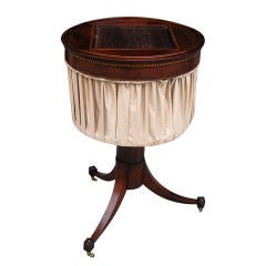 English Mahogany Tambour Inlaid Tripod Sewing Table, Circa 1780