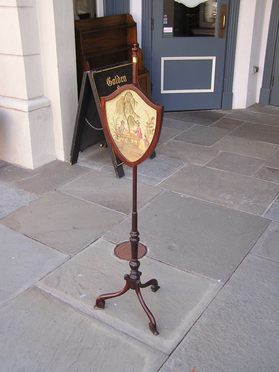 Englischer englischer Chippendale-Mahagoni-Spiegelschirm mit Schildrücken, um 1770 (Handgeschnitzt) im Angebot