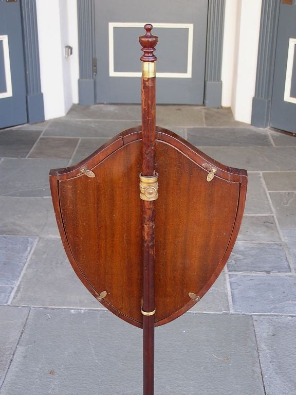 Late 18th Century English Chippendale Mahogany Shield Back Pole Screen, Circa 1770 For Sale