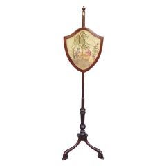 English Chippendale Mahogany Shield Back Pole Screen, Circa 1770 9