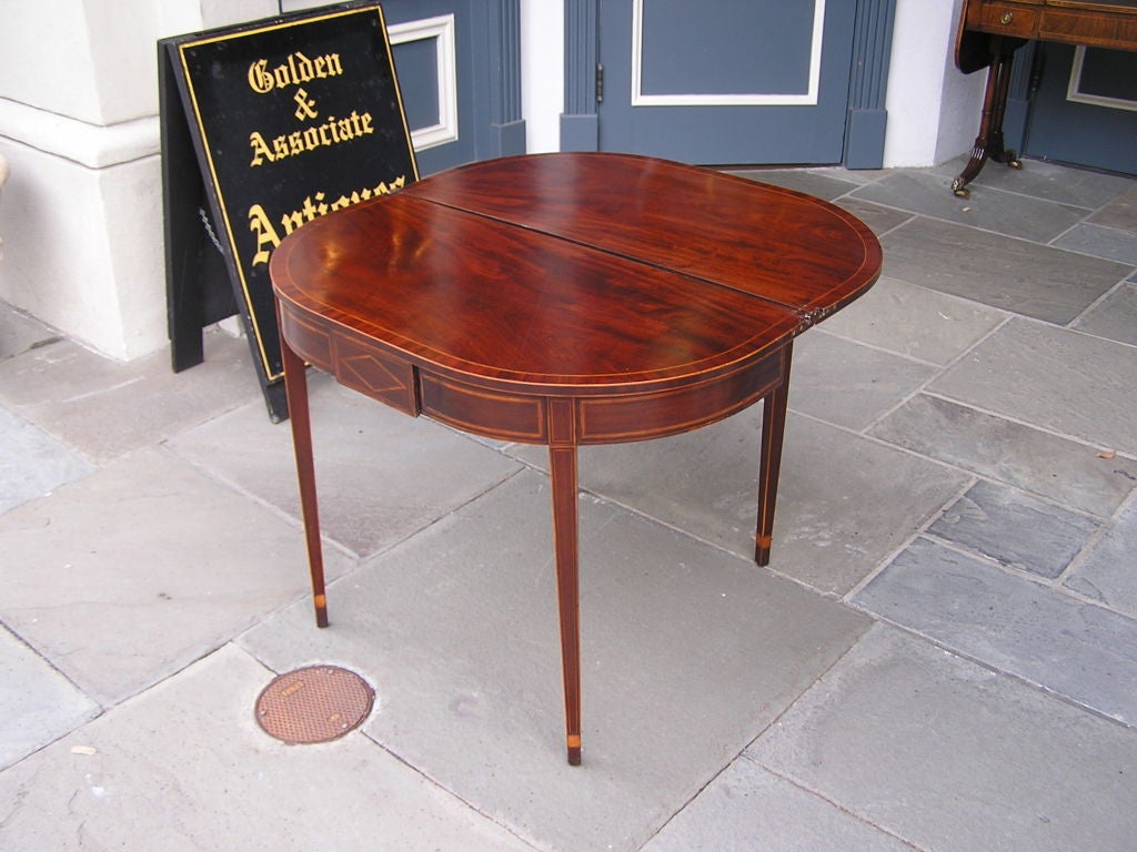 Charleston Hepplewhite-Spieltisch aus Mahagoni mit Demi-Lune-Intarsien, S.C.  CIRCA 1780 im Zustand „Hervorragend“ im Angebot in Hollywood, SC